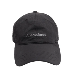 Quick-dry black baseball cap with gray Appreciates embroidery for outdoor running