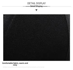 Macro shot of thick black wool fabric on a men's baseball cap for warmth and comfort