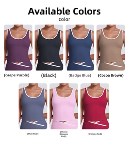 Detailansicht der sieben Farbvarianten für Damen Yoga-Tops mit gekreuztem Saum-Design