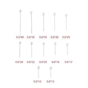 Various sizes of 0.6mm stainless steel eye pins for DIY jewelry making and beading crafts