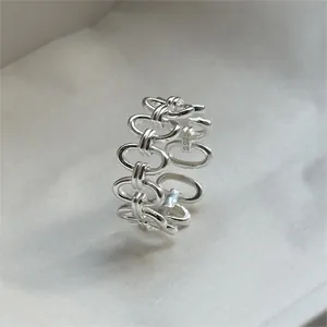 Detail shot of a S925 sterling silver wide chain ring with authentic S925 hallmark stamp