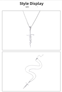 Detailed view of the silver faith cross pendant and adjustable stainless steel link chain