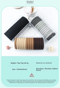 Flocked hair tie set in earth tones stored in a compact transparent PC organizer box