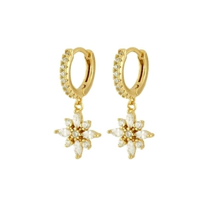Luxury gold hoop earrings with sparkling zircon star pendants for women's jewelry set