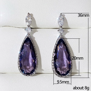 Boucles d'oreilles pendantes classiques en zircone violette pour soirées et mariages