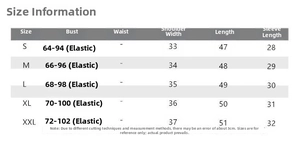 Size information table for the summer knit top and embroidered fairy dress set