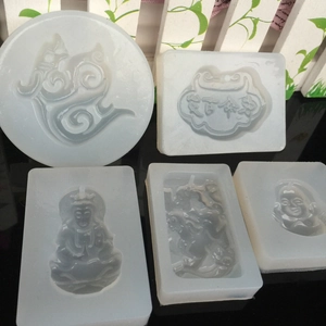 5-piece translucent silicone molds featuring Buddha and Quan Yin patterns for resin casting