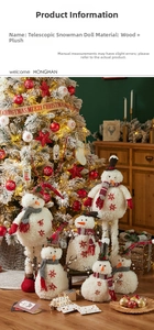 Dettaglio di pupazzi di neve telescopici con cappelli a righe e ricami natalizi