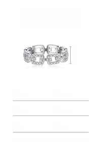 Detail view of 925 sterling silver chain ring with white zircon stones and 4.2mm band width