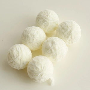 Set of 6 handcrafted white yarn decorative balls for Christmas tree and festive wreath decor