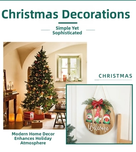 Close-up of wooden Christmas welcome sign featuring festive gnomes and pine decorations