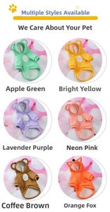 Detailed grid showing 6 colors of thick hooded pet sweatshirts with cute animal ears
