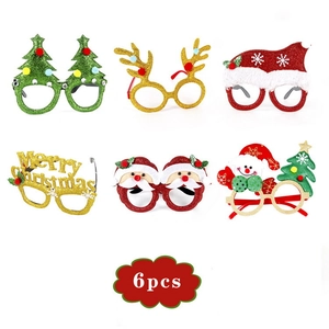 Detailed set of 6 festive Christmas eyeglass frames with glitter and holiday motifs