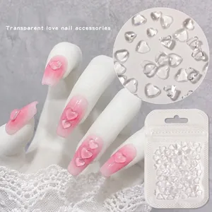 Transparent 3D Heart Resin Nail Art Decorations Clear Jelly Peach Nail Charms For DIY Manicure Salon Nail Jewelry Accessories