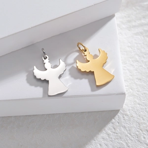 Minimalist Angel Wing Pendant Stainless Steel Mirror Polished DIY Jewelry Charm Accessory For Necklace Simple Ins Style