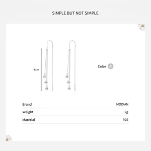 Long S925 sterling silver tassel drop earrings with sparkling cubic zirconia, 6cm length