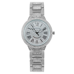 BarryShirley luxury women's quartz watch with full crystal pave and Roman numerals
