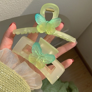 Butterfly Hair Claw Clip Gradient Jelly Color Acrylic Large Shark Hairpin For Women Sweet Korean Style Headwear