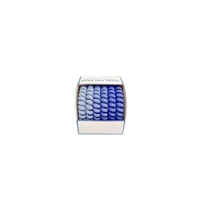 Pack of six blue gradient spiral hair ties in a compact box for strong elasticity