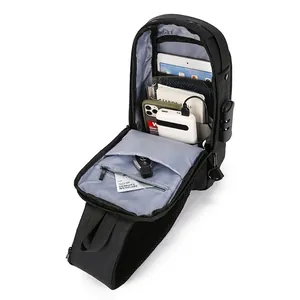 Waterproof anti-theft crossbody chest bag with security lock and USB charging port