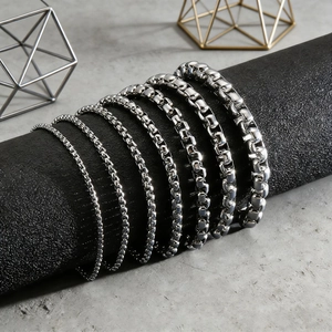 Minimalist Box Chain Bracelet 316L Stainless Steel Polished Square Link Jewelry For Men Hip Hop Style