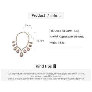 Detailed product specifications for the copper water drop pendant necklace with dimensions