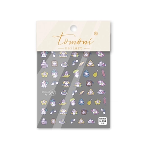Detail von 5D-geprägten Nailart-Aufklebern mit niedlichen Hasen und Weltraum-Motiven