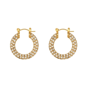 Elegant 18K gold plated U-shaped hoop earrings with pave set sparkling cubic zirconia