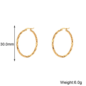 30mm 18K gold plated stainless steel twisted hoop earrings with a 6g lightweight design