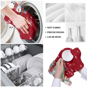 Absorbent Christmas snowman kitchen towel features soft fabric with hanging loop and machine washable
