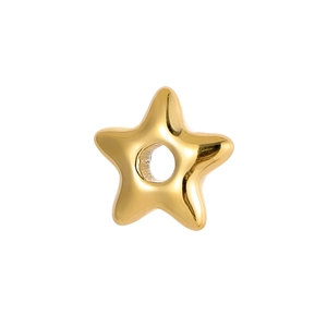 Polished gold star shaped beads with center hole for DIY jewelry making and necklaces