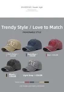 Multi-color vintage washed baseball caps featuring 3D USAF embroidery in five classic tones