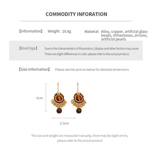 Detailed size and material info for vintage earrings with tiger eye stone and pearls
