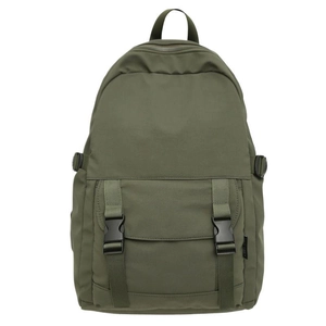 Mochila de negocios Oxford impermeable verde militar con gran bolsillo con hebilla