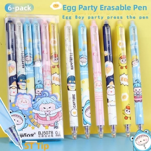 Detailed view of 0.5mm erasable gel pens set with cartoon characters and ST needle tip