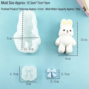 DIY silicone mold set for 3D plush texture rabbit and bow-knot chocolate baking crafts