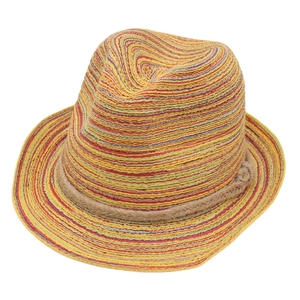 Damen Mehrfarbig Gestreifter Strohhut Fedora Handgeflochten Sonnenschutz Strandhut Sommer Jazz Hut Mit Hanfseil Dekoration