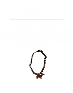Detailed size specifications for beaded dachshund tiger eye stone necklace with dimensions