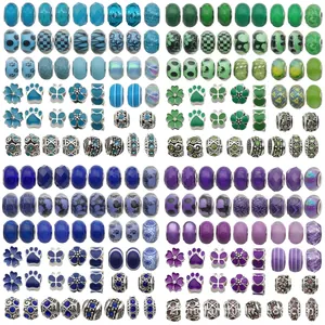 Assorted DIY jewelry beads set with floral and heart patterns in vibrant colors