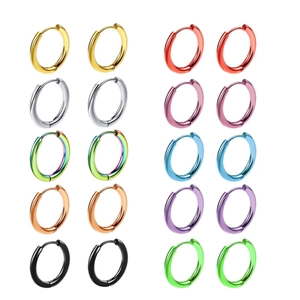 Stainless Steel Round Hoop Earrings Vacuum Plated Minimalist Simple Punk Style For Men Women
