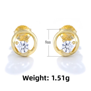 Detailed macro view of S925 sterling silver geometric hollow round earrings with zircon