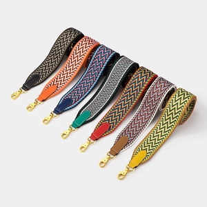 Wide Bag Strap Replacement Woven Wax Thread Chevron Pattern Cowhide Leather Metal Clasp Shoulder Crossbody Accessory