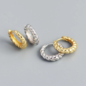 French Chic S925 Sterling Silver Twisted Rope Hoop Earrings For Women Minimalist Geometric Gold Silver Plated Jewelry Gift