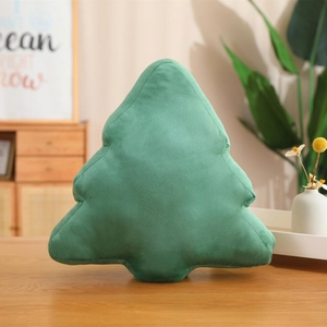 Morandi green Christmas tree pillow case made of soft velvet for cozy home decoration
