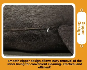 Close-up of the smooth invisible zipper and removable liner on this plush cat pillow