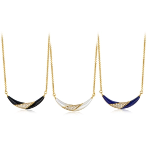 S925 silver 18K gold plated necklaces with natural lapis, onyx, and shell smile pendants