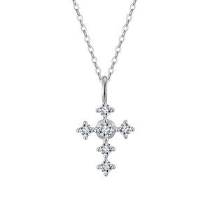 Élégant collier en argent sterling S925 avec pendentif croix serti de zircons brillants