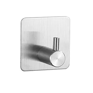 Strong adhesive 304 stainless steel wall hook with brushed finish for kitchen and bathroom
