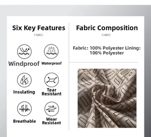 Detail of 100% polyester fabric features windproof and waterproof functional properties
