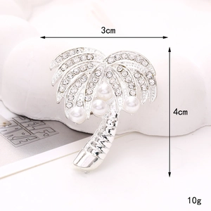 Silver palm tree charm with white rhinestones and pearls for DIY phone case decor